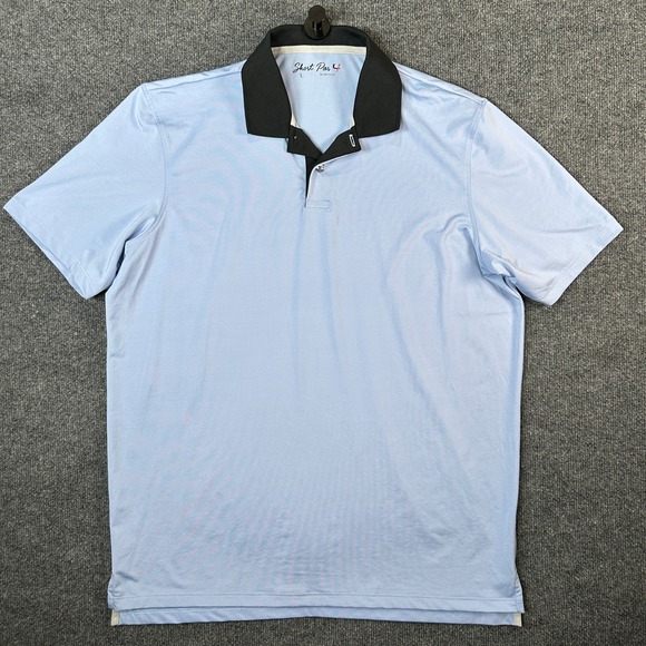 Greyson Other - Short Par 4 by Greyson Mens Golf Polo Shirt Blue Black Collar Size Large Stretch
